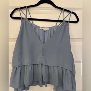 Olivaceous Light Blue Ruffle Tank